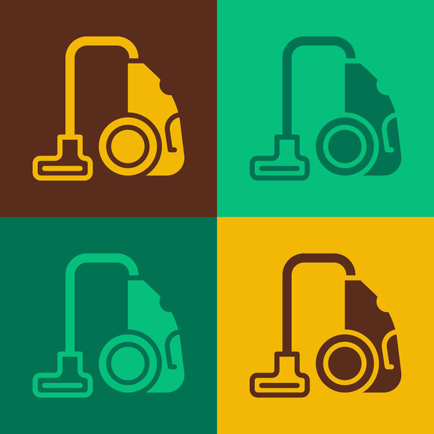 Pop art Vacuum cleaner icon isolated on color background.  Vector - Vector, Image