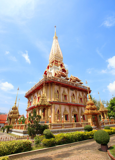 pagoda Wat Chalong temple in Phuket Thailand  - Fotó, kép