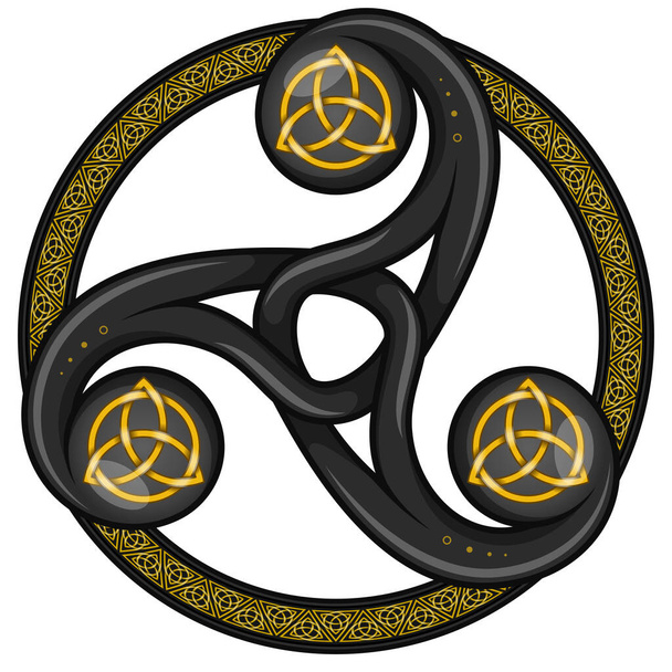 Кельтский трискелион с векторным дизайном с Трикетрой - Вектор,изображение