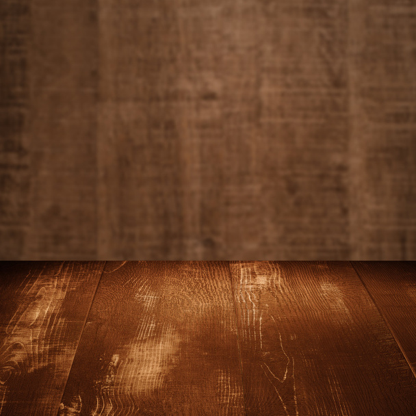 Table with wooden wall - Foto, imagen