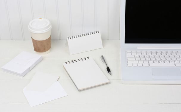 Neat White Desk Closeup - Fotó, kép