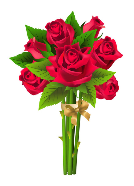 Reális vektor illusztráció rózsa csokor. Csokor, ajándék, randi. Szent Valentin napi koncepció. A témák, mint a virágok, nyaralás, szerelem - Vektor, kép