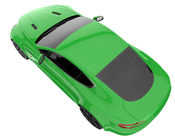 白い背景に隔離されたスポーツカー。3Dレンダリング-イラスト - 写真・画像