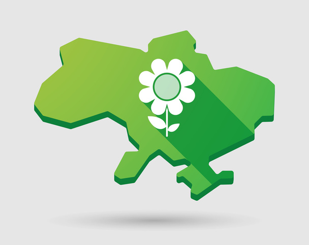 Ουκρανία πράσινο χάρτη εικονίδιο με ένα λουλούδι - Διάνυσμα, εικόνα