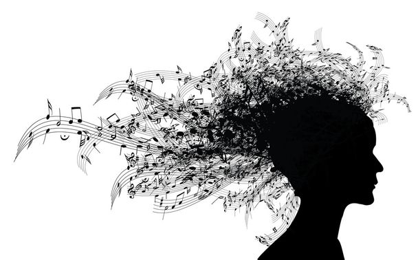 Silhouette de portrait de femme musicale
 - Vecteur, image