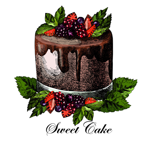 sweet cake illustrations - Vector, Image