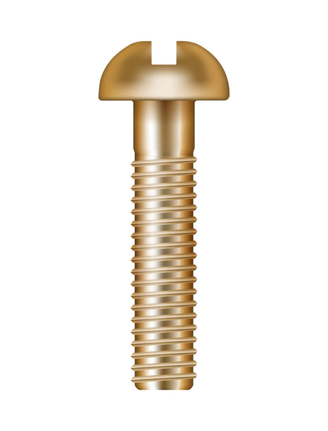 Shiny golden screw against white background realistic vector illustration - Vector, Image