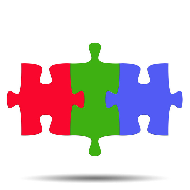 Drei Puzzleteile vor weißem Hintergrund zusammengefügt - Foto, Bild