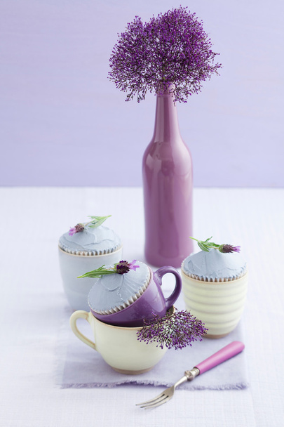 Three lavender cupcakes - Photo, Image