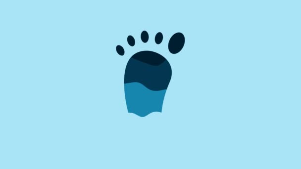 Blue Foot massage icon isolated on blue background. 4K Video motion graphic animation . - Video, Çekim