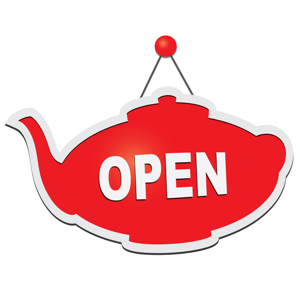 Sign open on teapot - Vektor, obrázek