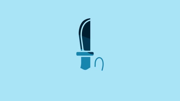 Blue Knife icon isolated on blue background. Army knife. 4K Video motion graphic animation . - Filmati, video