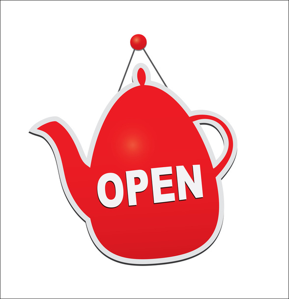Sign open on teapot - Vektor, Bild
