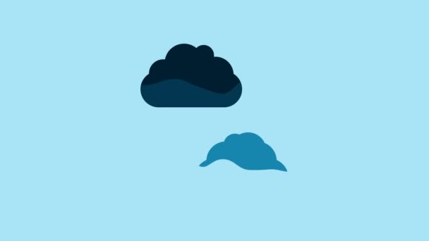 青の背景に隔離された青の雲のアイコン。4Kビデオモーショングラフィックアニメーション . - 映像、動画