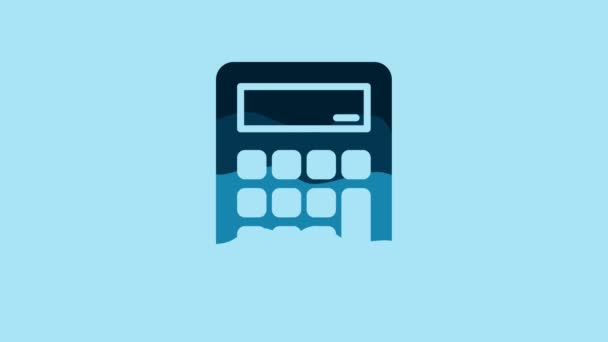 Blue Calculator icon isolated on blue background. Accounting symbol. Business calculations mathematics education and finance. 4K Video motion graphic animation . - Video, Çekim
