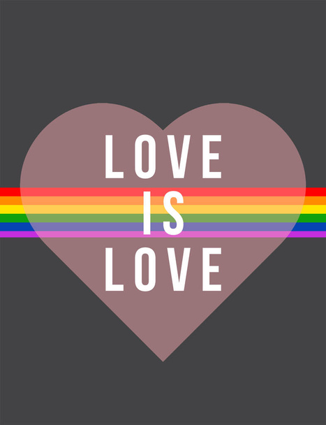 Love is love valentine concept with colors of the LGBT flag with a pink heart - Foto, Imagem
