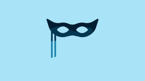 Blue Festive mask icon isolated on blue background. Merry Christmas and Happy New Year. 4K Video motion graphic animation . - Séquence, vidéo