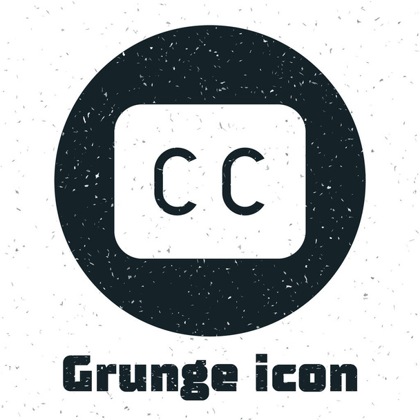 Grunge Subtitles icon isolated on white background. Monochrome vintage drawing. Vector. - Wektor, obraz