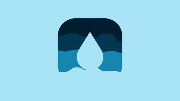Blue Water drop icon isolated on blue background. 4K Video motion graphic animation . - Imágenes, Vídeo