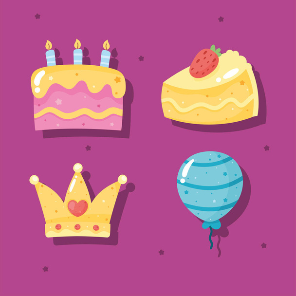 birthday celebration party set icons - Vektor, obrázek