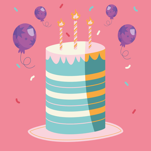 cake and balloons helium birthday - Vektor, kép