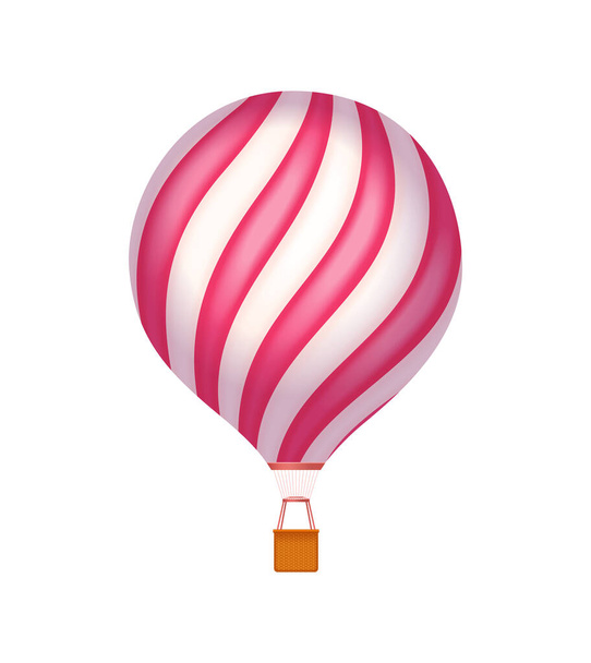 Realistic striped hot air balloon vector illustration - Vetor, Imagem