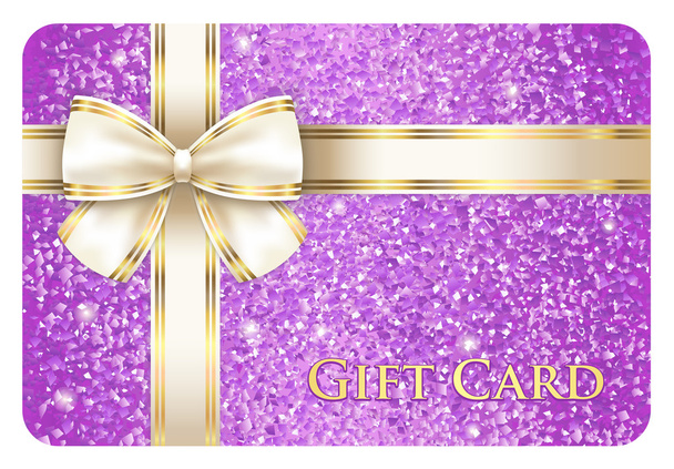 Violet shiny gift card composed from glitters - Vector, Image