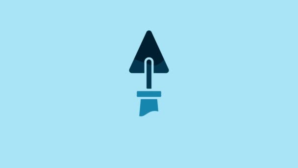 Blue Trowel icon isolated on blue background. 4K Video motion graphic animation . - Filmagem, Vídeo