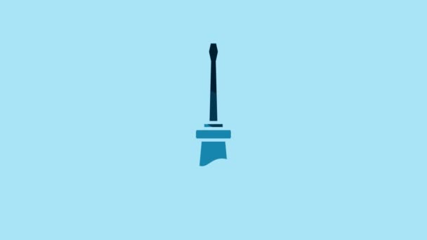 Blue Screwdriver icon isolated on blue background. Service tool symbol. 4K Video motion graphic animation . - Séquence, vidéo