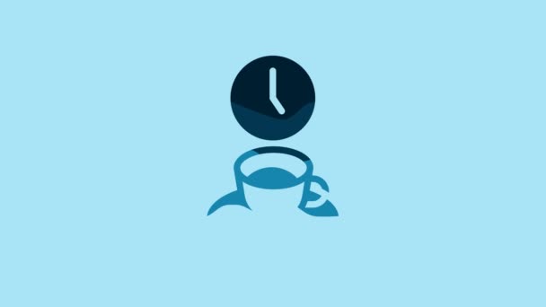 Blue Coffee time icon isolated on blue background. 4K Video motion graphic animation . - Felvétel, videó