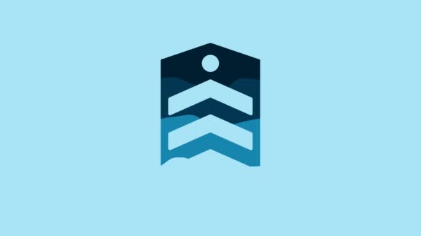 Блакитна ікона Chevron ізольована на синьому фоні. Знак військового значка. 4K Відеографічна анімація . - Кадри, відео