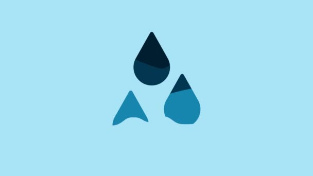 Blue Water drop icon isolated on blue background. 4K Video motion graphic animation . - Filmati, video