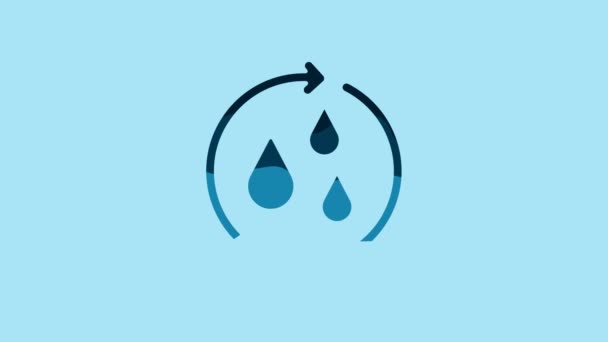 Blue Recycle clean aqua icon isolated on blue background. Drop of water with sign recycling. 4K Video motion graphic animation . - Metraje, vídeo