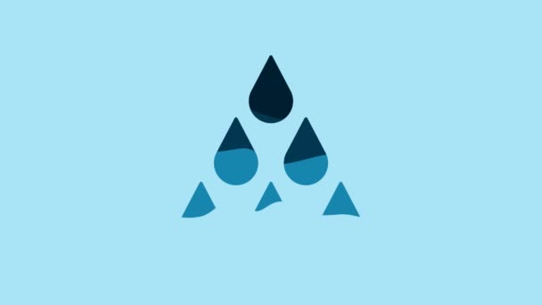 Blue Water drop icon isolated on blue background. 4K Video motion graphic animation . - Filmati, video