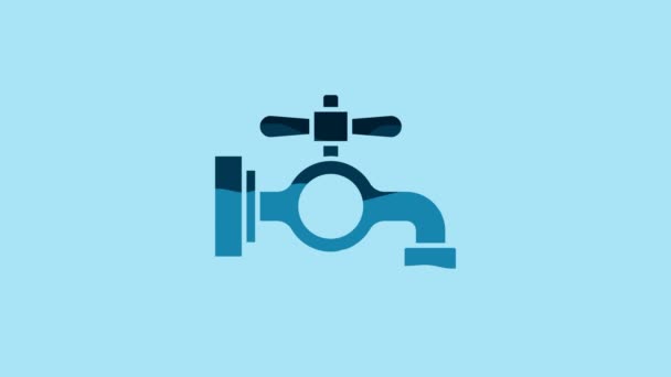 Blue Water tap icon isolated on blue background. 4K Video motion graphic animation . - Footage, Video