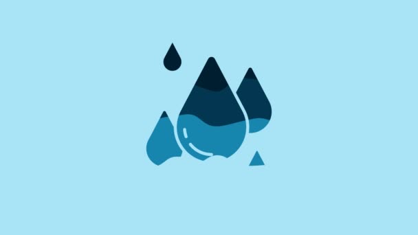 Blue Water drop icon isolated on blue background. 4K Video motion graphic animation . - Πλάνα, βίντεο