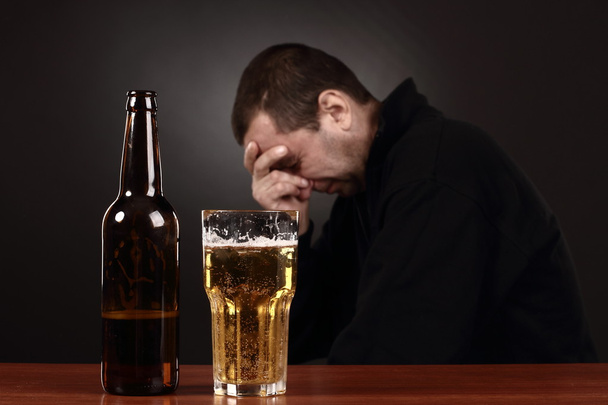 Alcoholic in despair, smoker, drunk man - Photo, Image