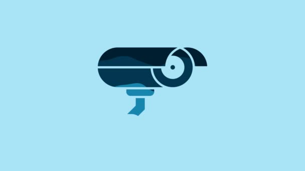 Blue Security camera icon isolated on blue background. 4K Video motion graphic animation . - Footage, Video