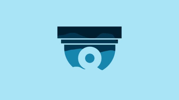 Blue Security camera icon isolated on blue background. 4K Video motion graphic animation . - Séquence, vidéo