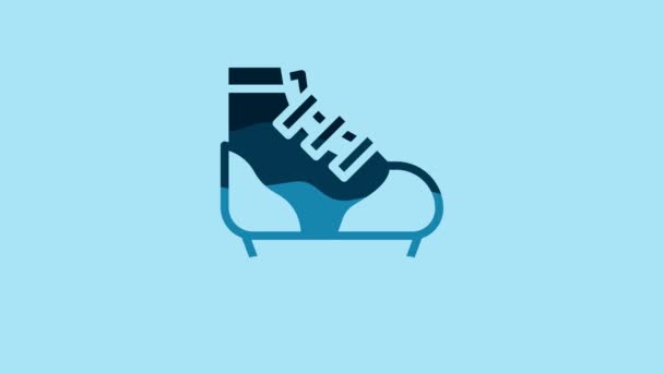 Blue Roller skate icon isolated on blue background. 4K Video motion graphic animation . - Video, Çekim