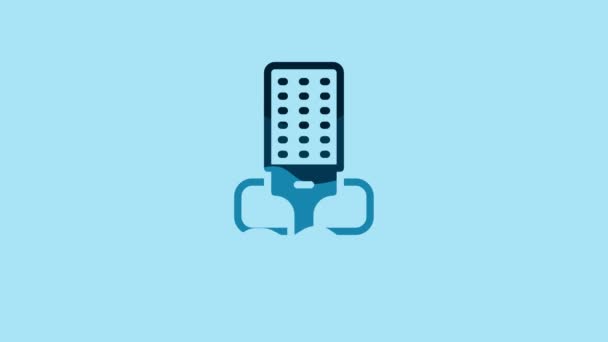 Blue Microphone icon isolated on blue background. On air radio mic microphone. Speaker sign. 4K Video motion graphic animation . - Séquence, vidéo