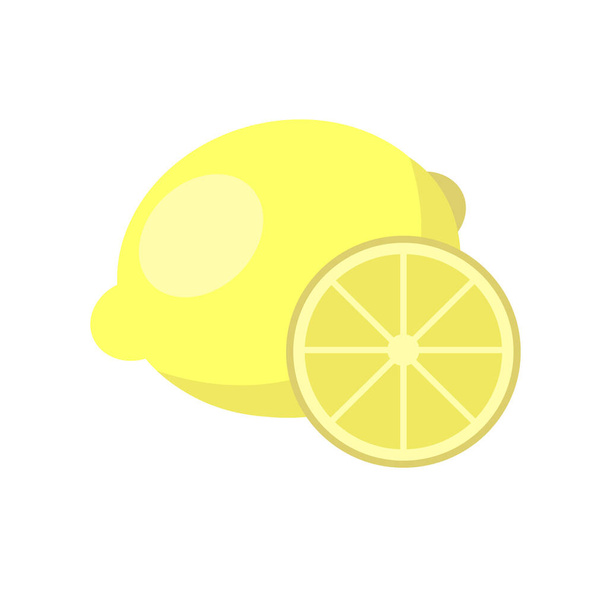 Icon lemon. Fresh lemon fruits and slice. Isolated on white background - Vector, afbeelding