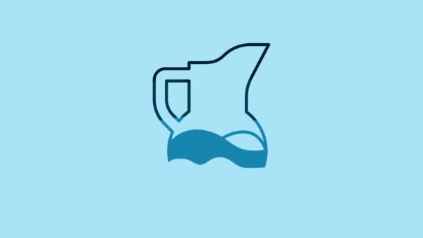 Blue Milk jug or pitcher icon isolated on blue background. 4K Video motion graphic animation . - Video