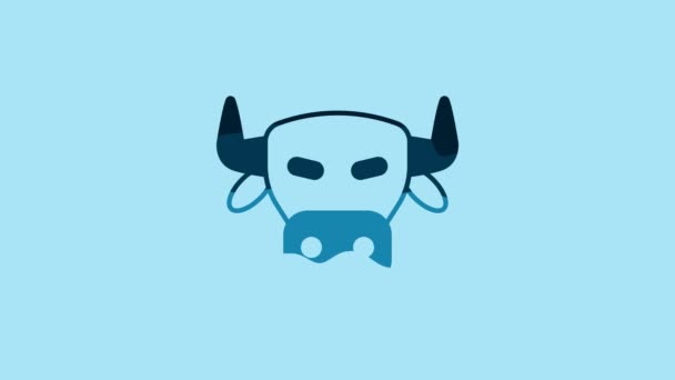 Blue Cow head icon isolated on blue background. 4K Video motion graphic animation . - Metraje, vídeo