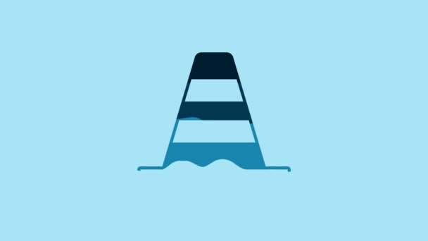 Blue Traffic cone icon isolated on blue background. 4K Video motion graphic animation . - Video