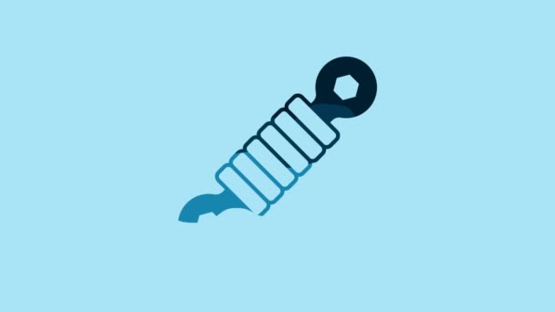 Blue Shock absorber icon isolated on blue background. 4K Video motion graphic animation . - Filmmaterial, Video