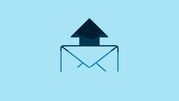 Blue Mail and e-mail icon isolated on blue background. Envelope symbol e-mail. Email message sign. 4K Video motion graphic animation . - Filmati, video