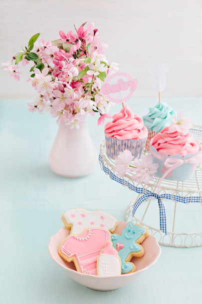Bayb ντους cupcakes και μπισκότα - Φωτογραφία, εικόνα