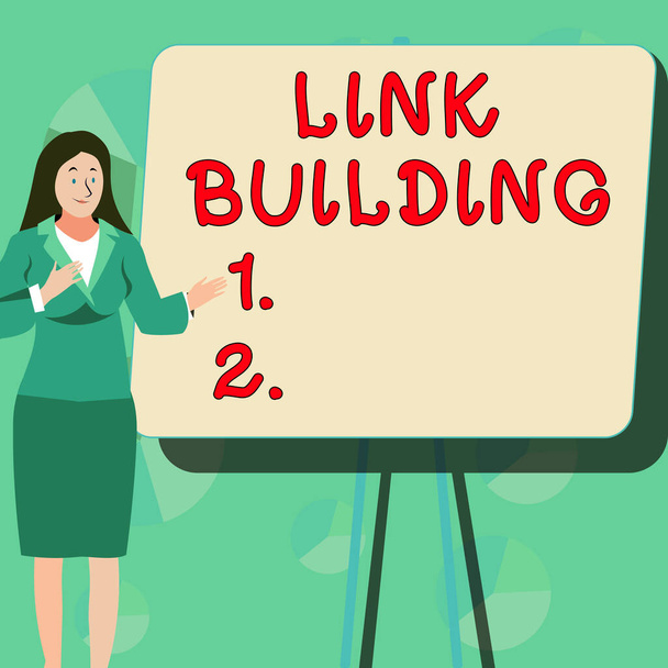 Sign displaying Link Building, Business overview SEO Term Exchange Links Acquire Hyperlinks Indexed - Photo, Image