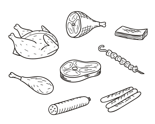 Meat Sketch Set - Vector, Image